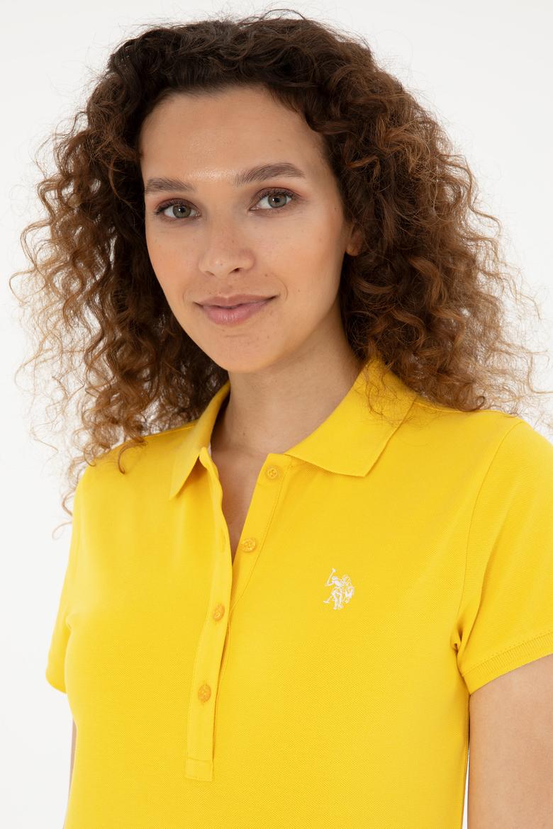 Kadın Sarı Basic Polo Yaka Tişört - 50280057122