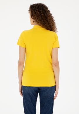 Kadın Sarı Basic Polo Yaka Tişört - 50280057122