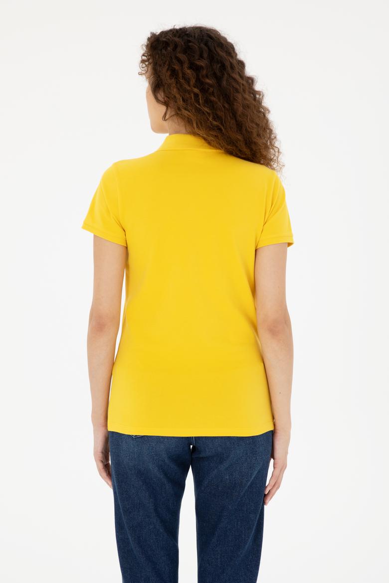 Kadın Sarı Basic Polo Yaka Tişört - 50280057122