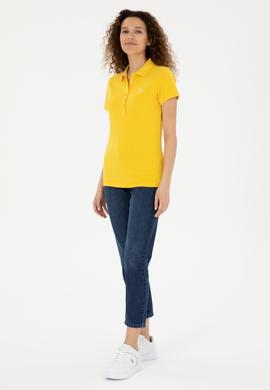 Kadın Sarı Basic Polo Yaka Tişört - 50280057122