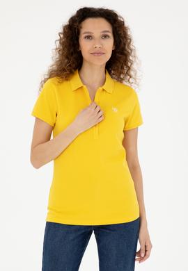 Kadın Sarı Basic Polo Yaka Tişört - 50280057122