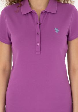 Kadın Mor Basic Polo Yaka Tişört - 50280057163