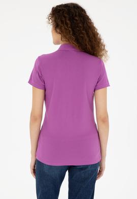 Kadın Mor Basic Polo Yaka Tişört - 50280057163