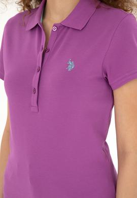 Kadın Mor Basic Polo Yaka Tişört - 50280057163