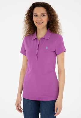 Kadın Mor Basic Polo Yaka Tişört - 50280057163
