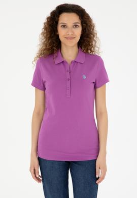 Kadın Mor Basic Polo Yaka Tişört - 50280057163