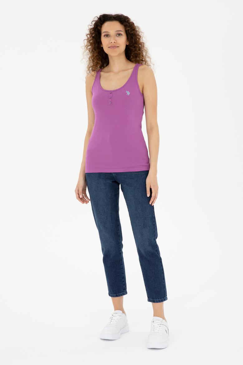 Kadın Mor Basic Tişört - 50280059112