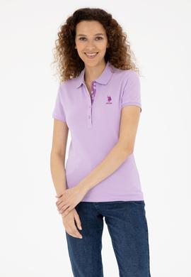 Kadın Lila Basic Polo Yaka Tişört - 50280060188