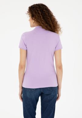 Kadın Lila Basic Polo Yaka Tişört - 50280060188