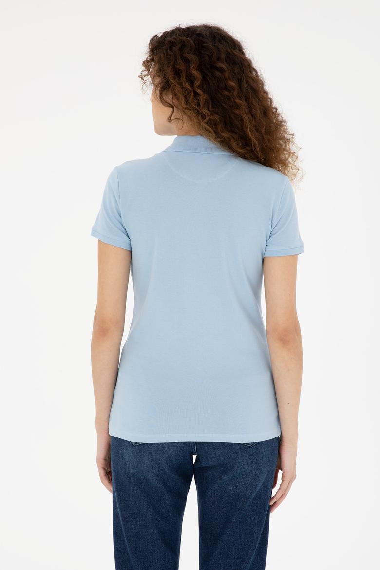 Kadın Açık Mavi Basic Polo Yaka Tişört - 50280060226