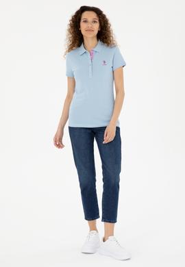 Kadın Açık Mavi Basic Polo Yaka Tişört - 50280060226