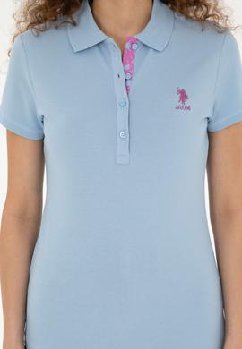 Kadın Açık Mavi Basic Polo Yaka Tişört - 50280060226