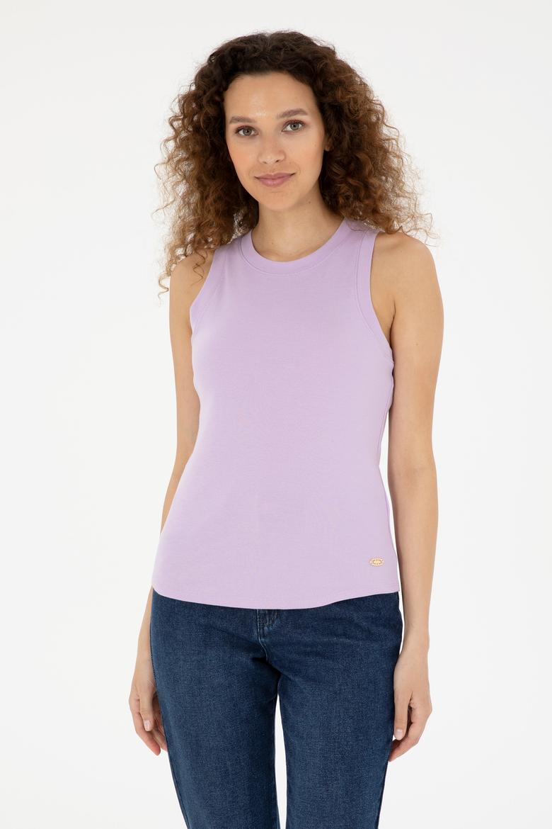 Kadın Lila Basic Tişört