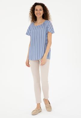 Kadın Saks Kısa Kollu Gömlek - 50283438004