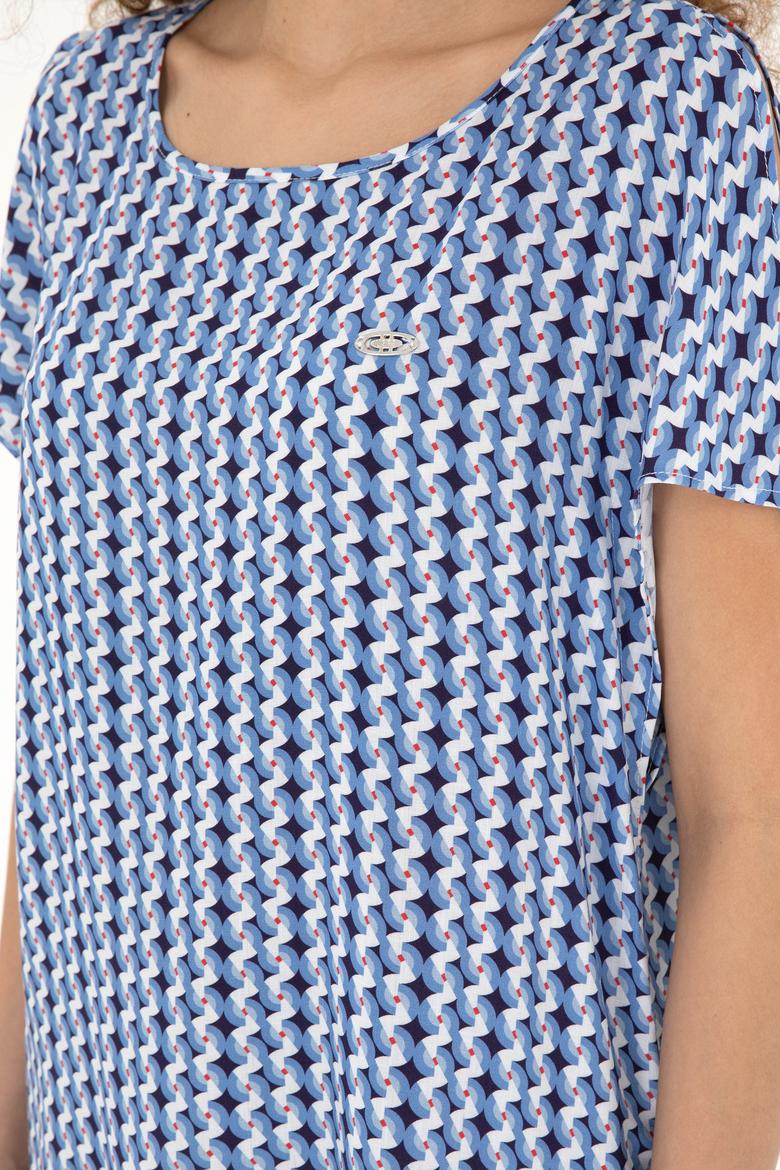 Kadın Saks Kısa Kollu Gömlek - 50283438004