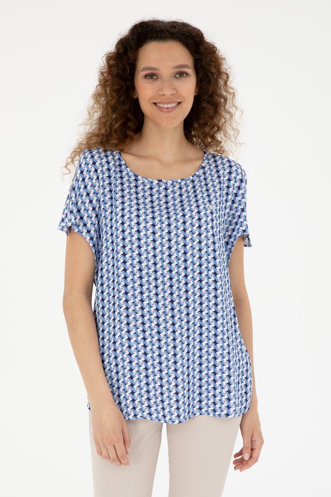 Kadın Saks Kısa Kollu Gömlek