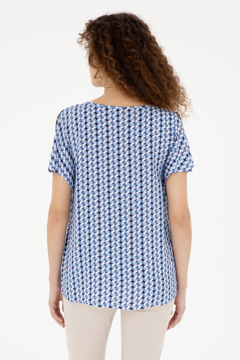 Kadın Saks Kısa Kollu Gömlek - 50283438004