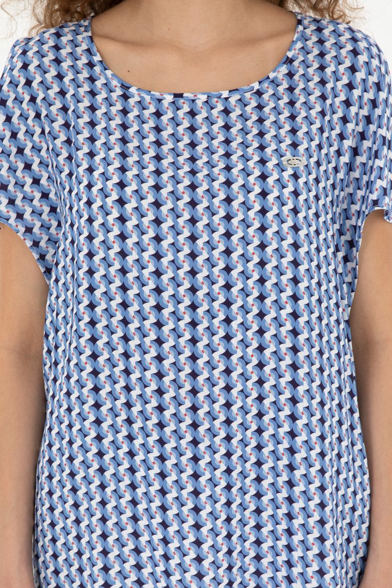 Kadın Saks Kısa Kollu Gömlek - 50283438004