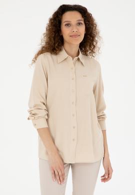 Kadın Açık Haki Uzun Kollu Gömlek - 50283752002