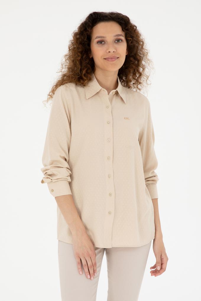 Kadın Açık Haki Uzun Kollu Gömlek