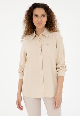 Kadın Açık Haki Uzun Kollu Gömlek - 50283752002