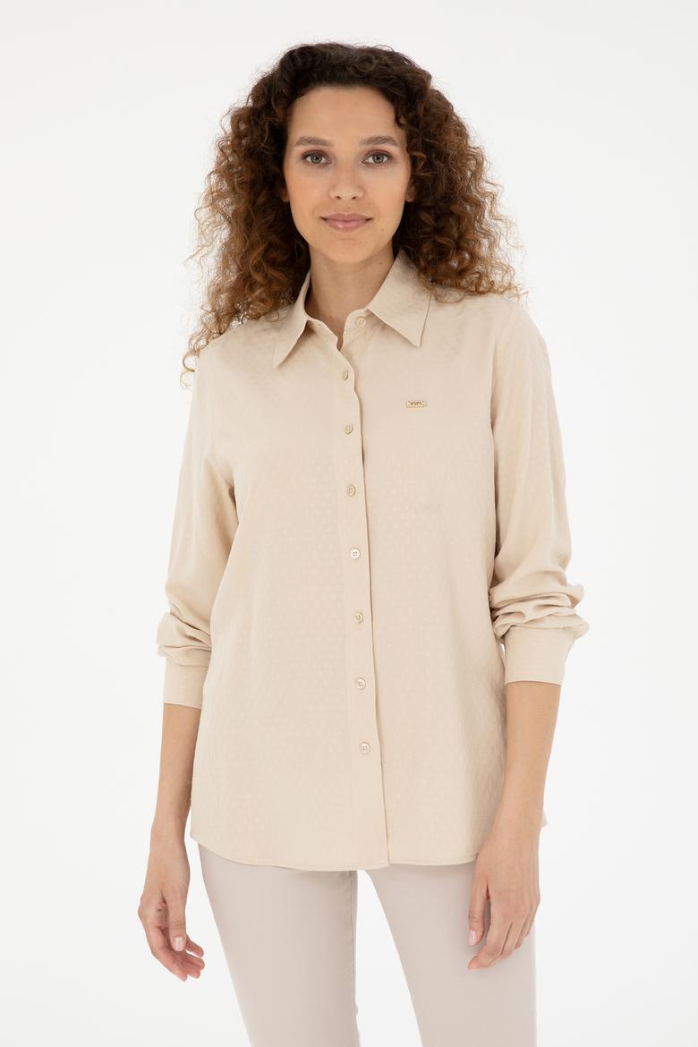 Kadın Açık Haki Uzun Kollu Gömlek - 50283752002