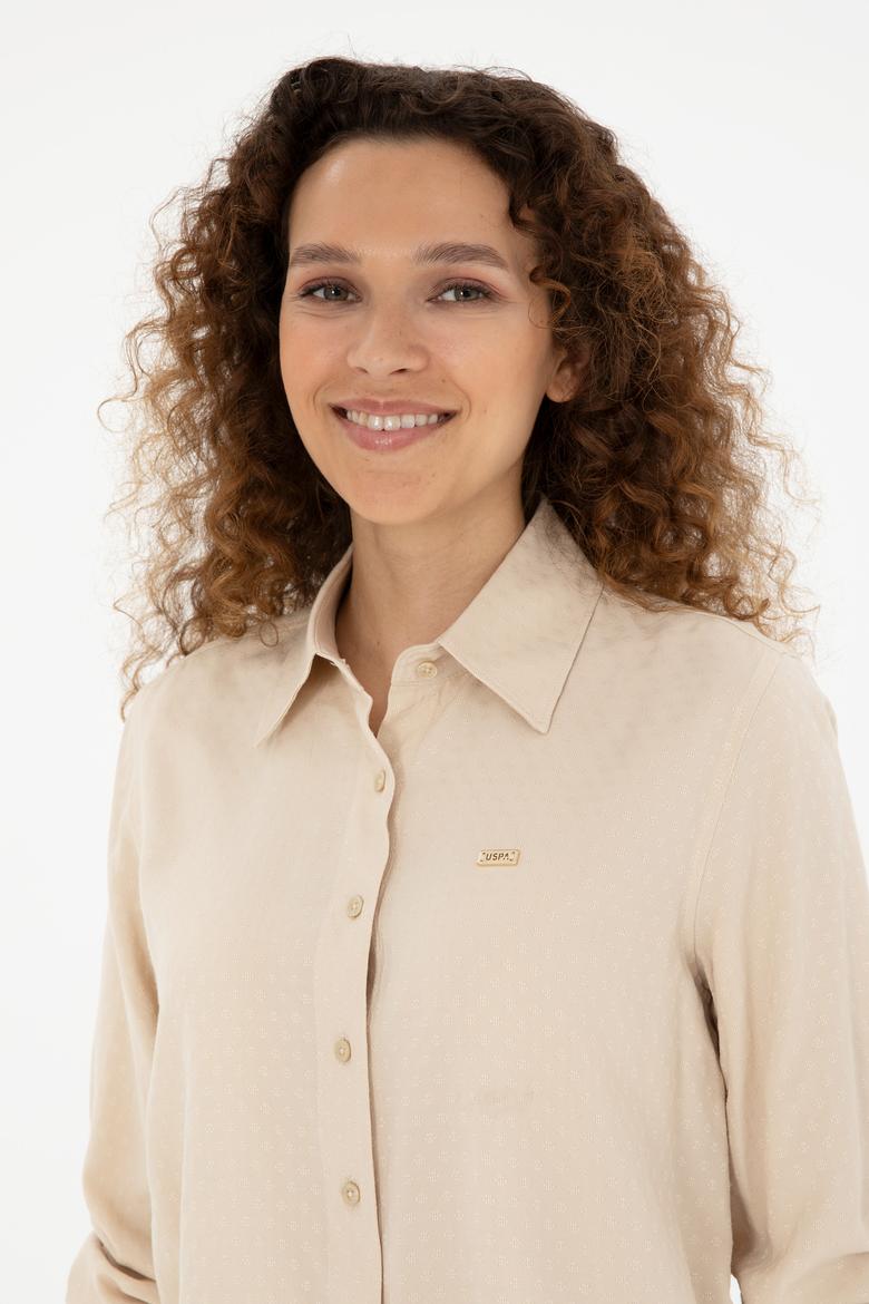 Kadın Açık Haki Uzun Kollu Gömlek - 50283752002