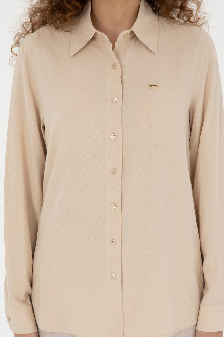 Kadın Açık Haki Uzun Kollu Gömlek - 50283752002