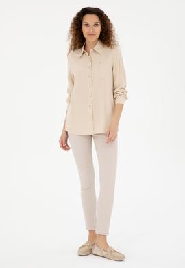 Kadın Açık Haki Uzun Kollu Gömlek - 50283752002