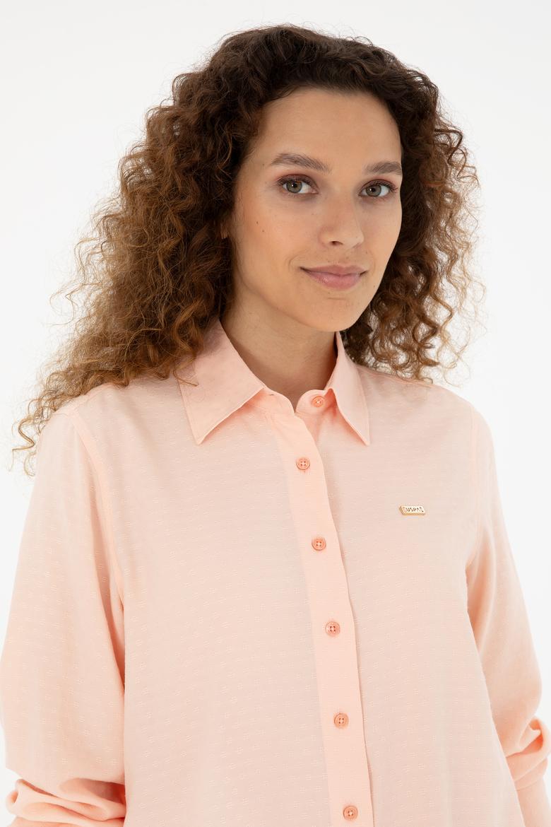 Kadın Somon Uzun Kollu Gömlek - 50283752018