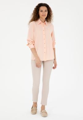 Kadın Somon Uzun Kollu Gömlek - 50283752018