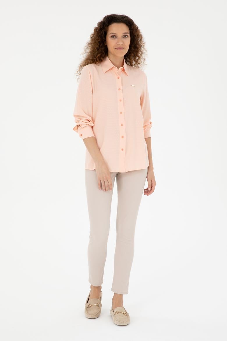 Kadın Somon Uzun Kollu Gömlek - 50283752018