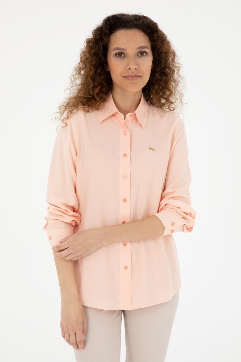 Kadın Somon Uzun Kollu Gömlek - 50283752018