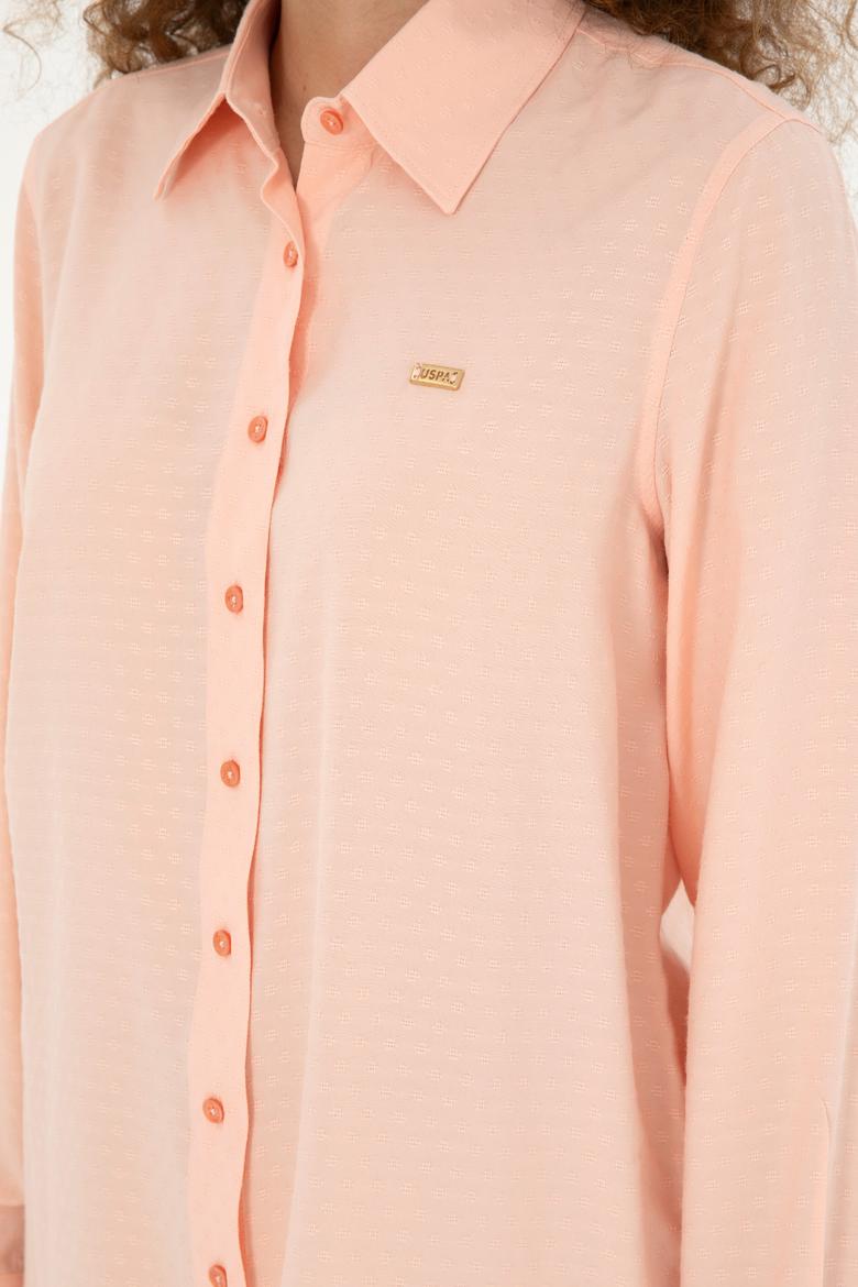 Kadın Somon Uzun Kollu Gömlek - 50283752018