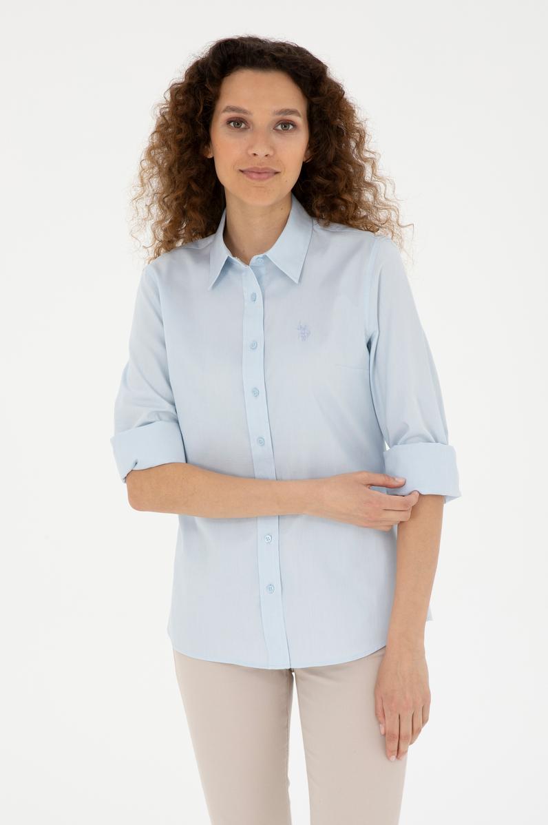 Kadın Açık Mavi Uzun Kollu Basic Gömlek