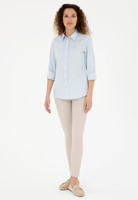 Kadın Açık Mavi Uzun Kollu Basic Gömlek - 50283986001