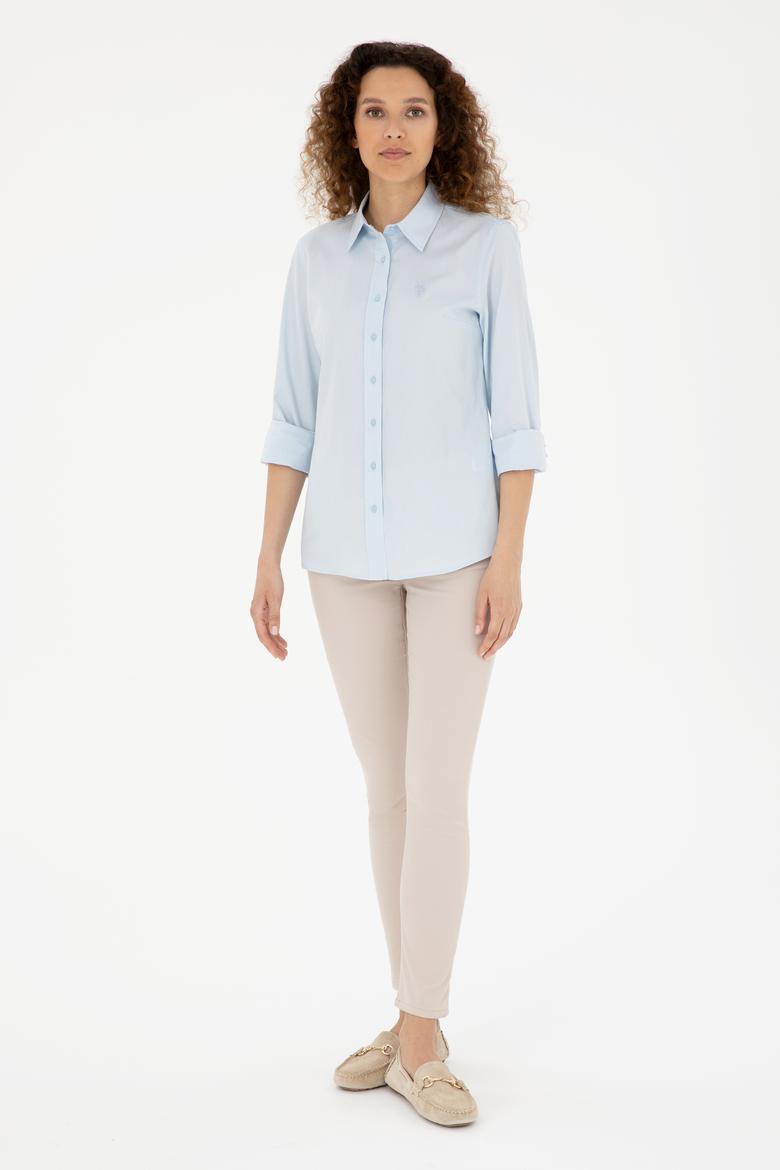 Kadın Açık Mavi Uzun Kollu Basic Gömlek - 50283986001