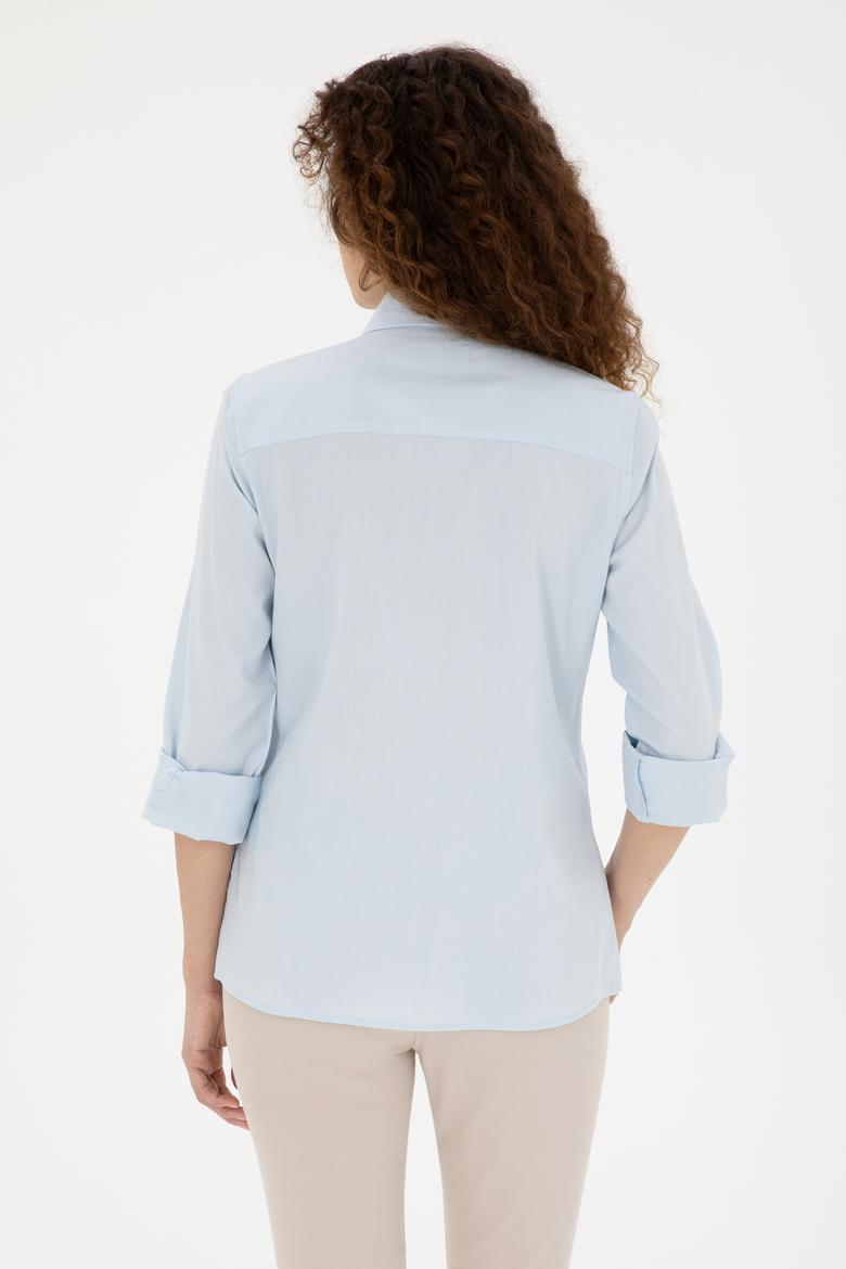 Kadın Açık Mavi Uzun Kollu Basic Gömlek - 50283986001