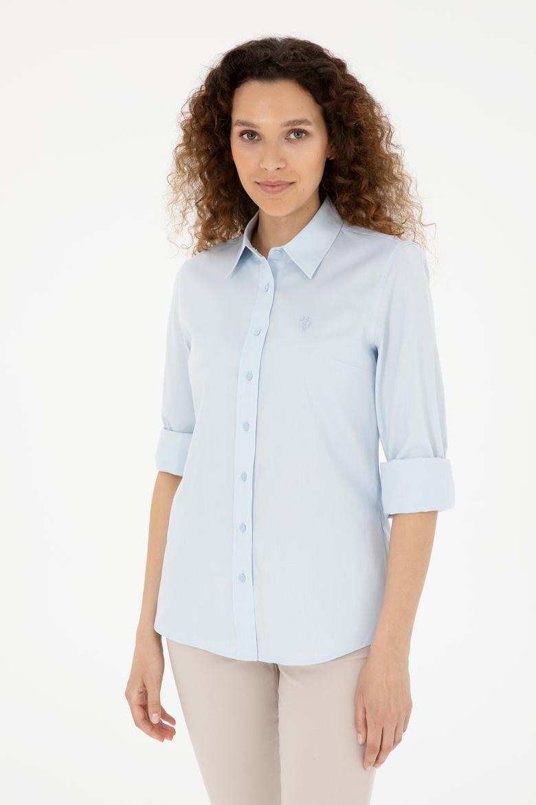 Kadın Açık Mavi Uzun Kollu Basic Gömlek - 50283986001