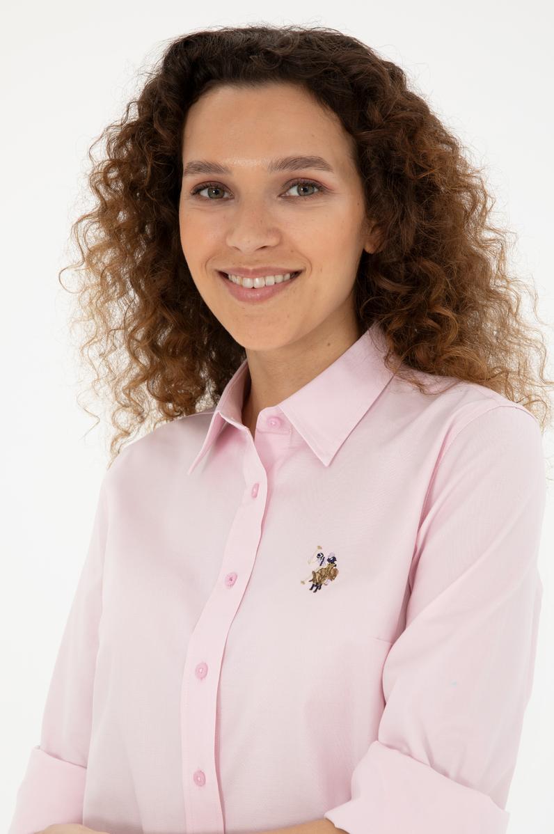 Kadın Pembe Uzun Kollu Basic Gömlek