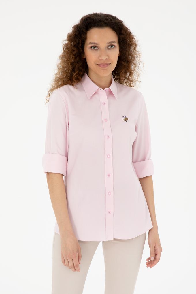 Kadın Pembe Uzun Kollu Basic Gömlek