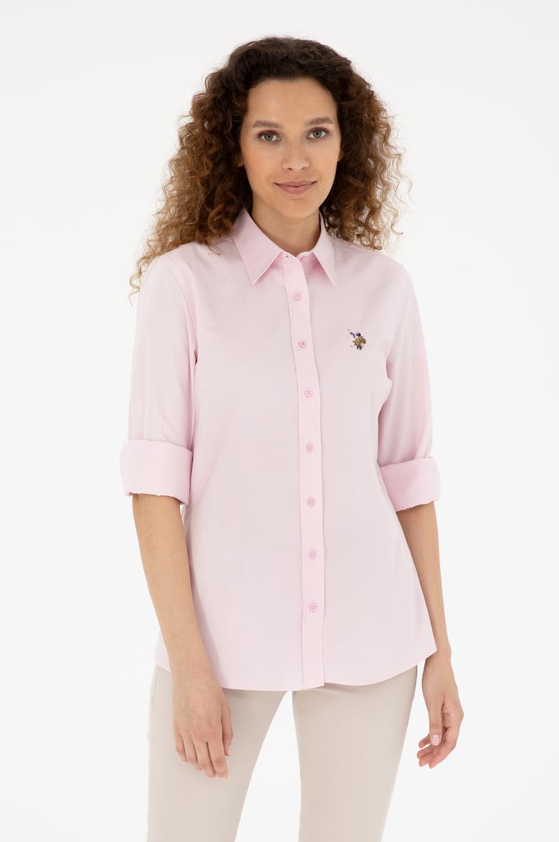Kadın Pembe Uzun Kollu Basic Gömlek