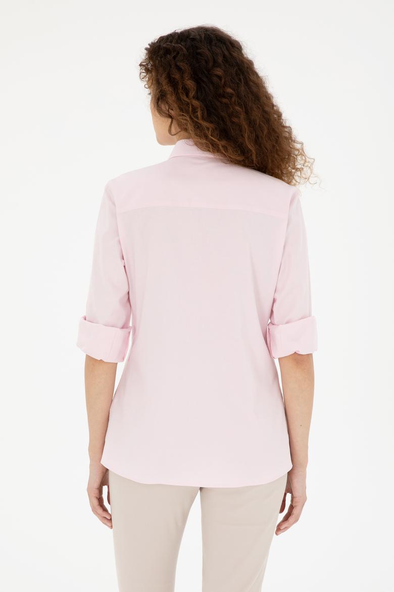 Kadın Pembe Uzun Kollu Basic Gömlek - 50283987073