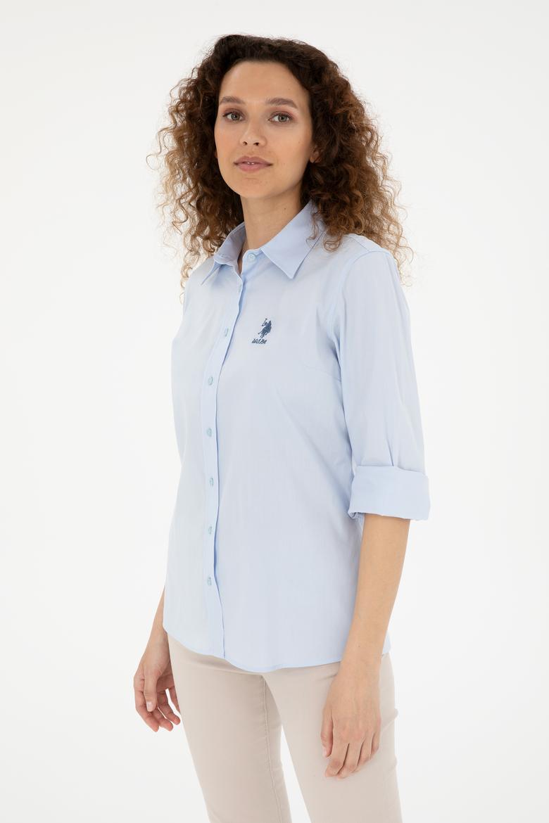 Kadın Açık Mavi Uzun Kollu Basic Gömlek - 50283989002