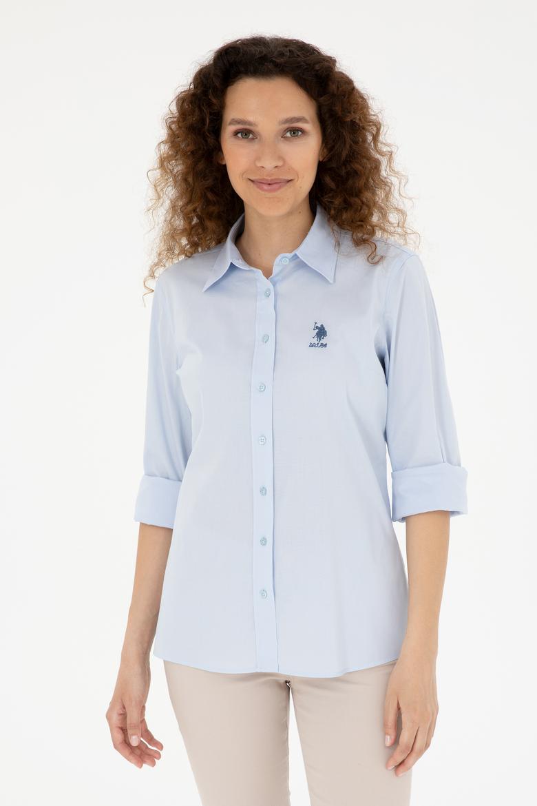 Kadın Açık Mavi Uzun Kollu Basic Gömlek