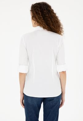 Kadın Beyaz Uzun Kollu Basic Gömlek - 50283989010