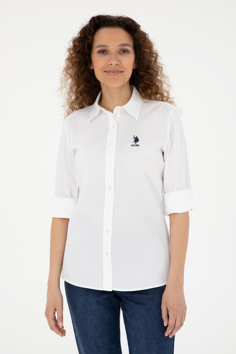 Kadın Beyaz Uzun Kollu Basic Gömlek - 50283989010