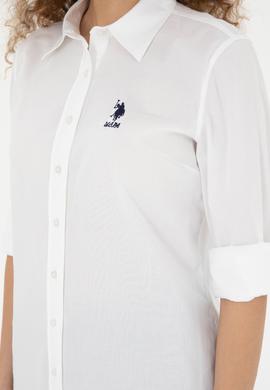 Kadın Beyaz Uzun Kollu Basic Gömlek - 50283989010