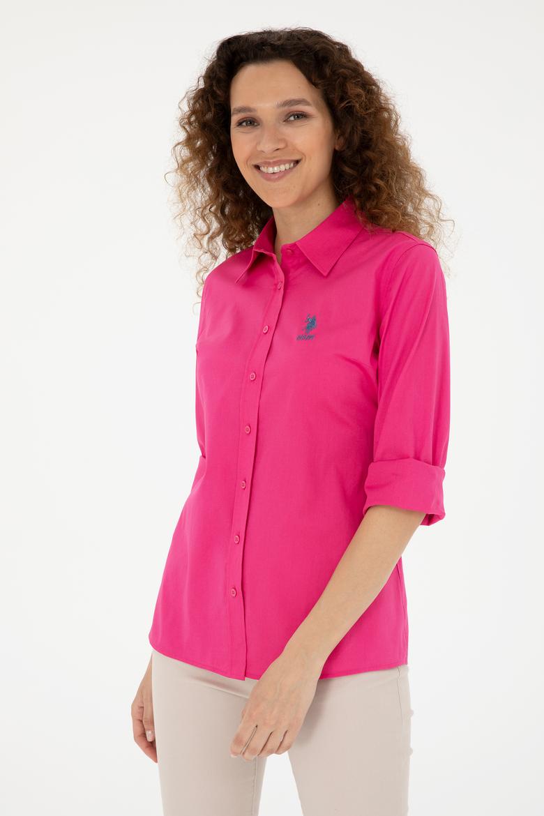 Kadın Pembe Uzun Kollu Basic Gömlek - 50283989027