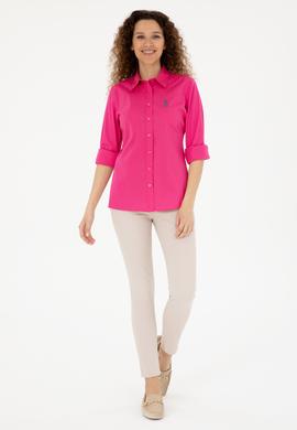 Kadın Pembe Uzun Kollu Basic Gömlek - 50283989027